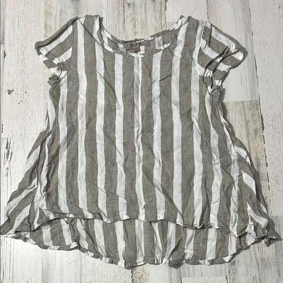 Flax Tops - Flax striped linen top size P